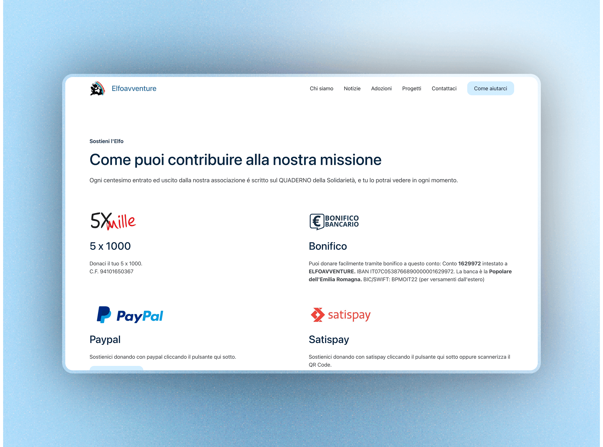 Sviluppo sito web per no-profit